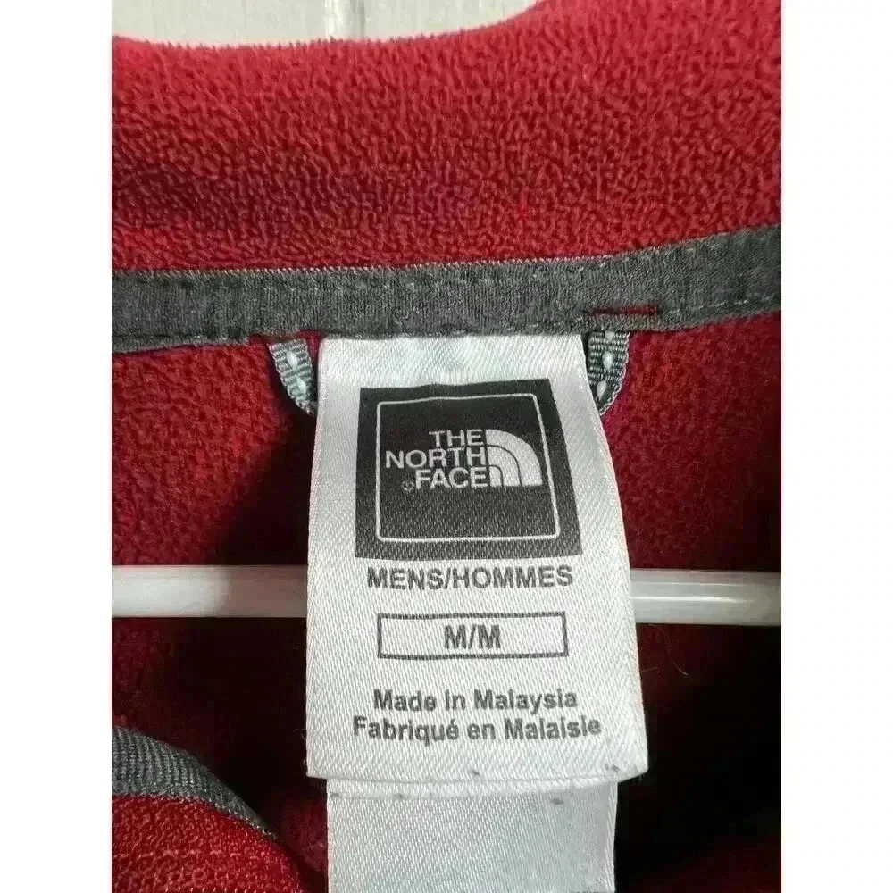 The North Face Men's Medium Red Gray TKA 100 1/4 Zip Fleece Pullover Lightweight